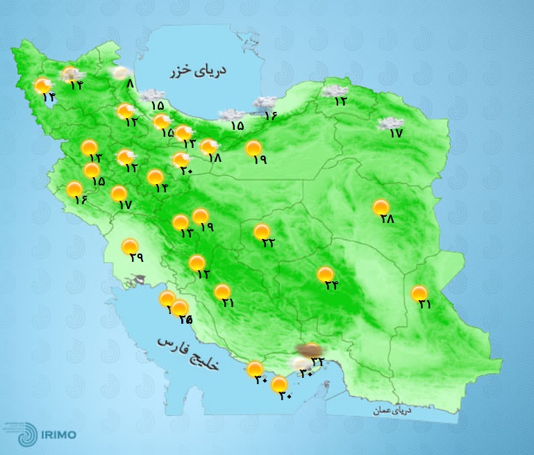وضعیت آب و هوا، امروز ۱۹ اردیبهشت ۱۴۰۱ / خیزش گرد و خاک در نقاط مختلف کشور/بارش باران در برخی استان&zwnj;ها