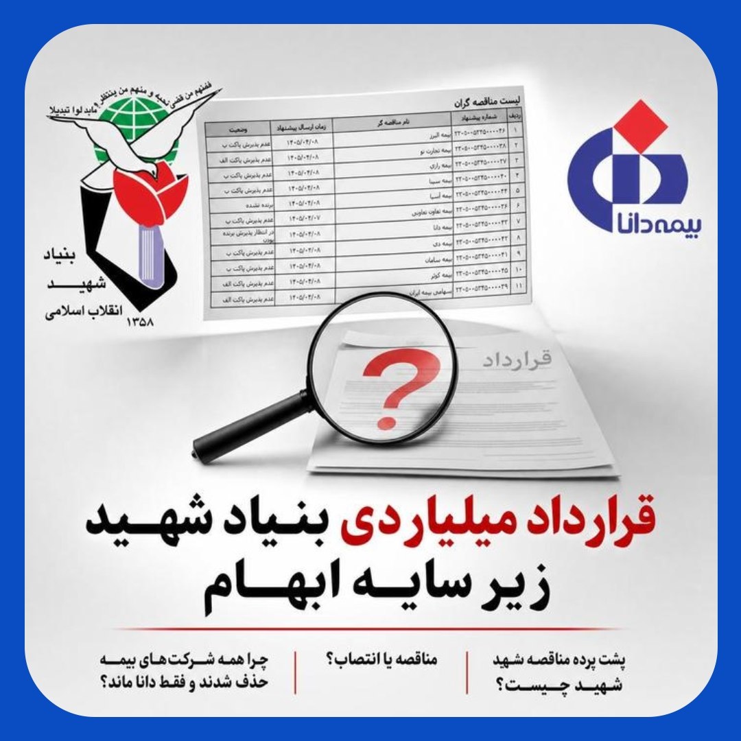 ابهام بزرگ در قرارداد میلیاردی بنیاد شهید با بیمه دانا
